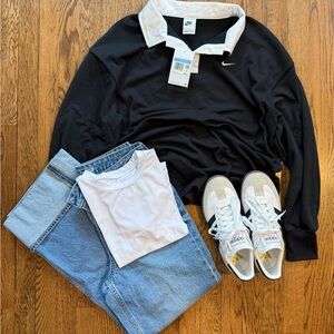 Nike Black and White Women's Polo Shirt